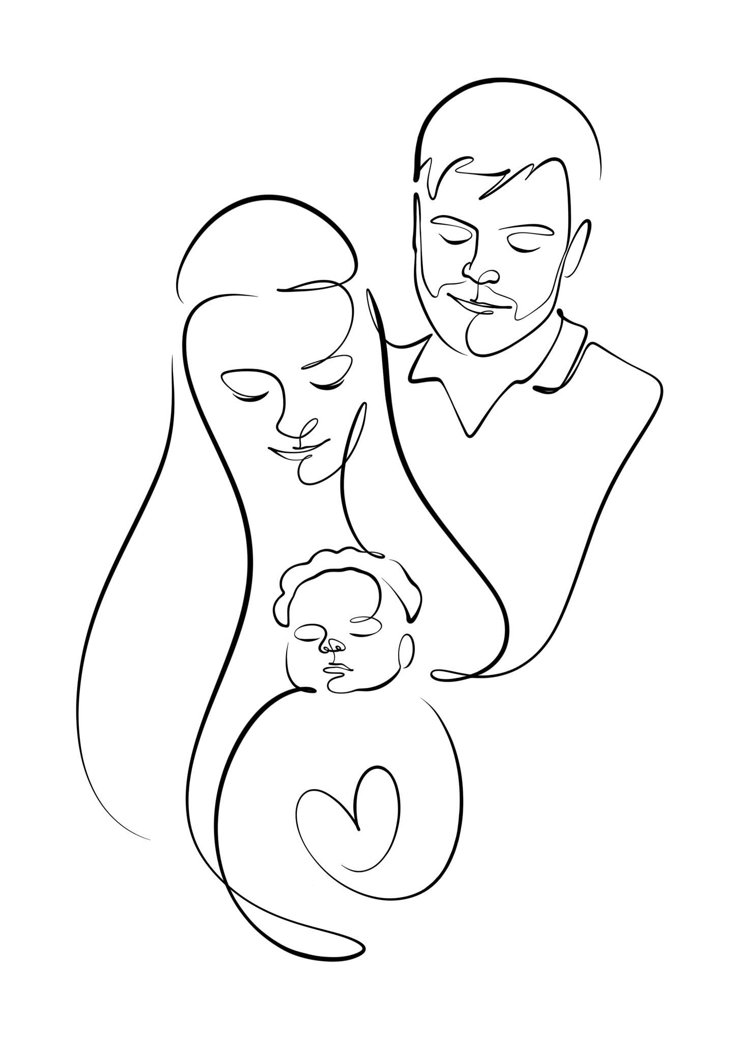 Custom personalized Family Line Art from a Photo
